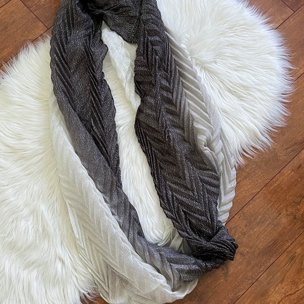 Silver and Gray Metallic Infinity Scarf